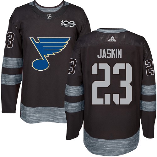 Adidas Blues #23 Dmitrij Jaskin Black 1917-100th Anniversary Stitched NHL Jersey - Click Image to Close